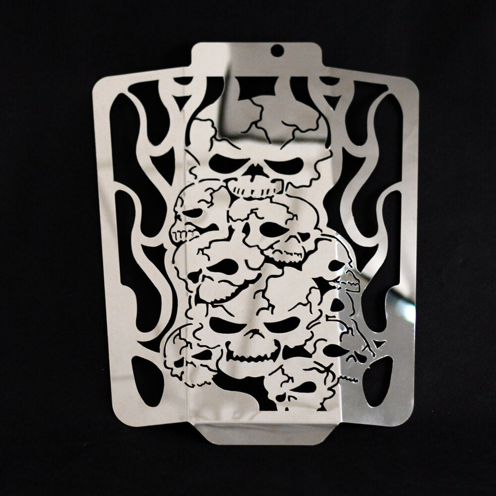 2006-2020 Suzuki Boulevard M109R Intruder VZR1800 M1800R FIRE SKULL Polished Stainless Radiator Grill Guard - pazoma