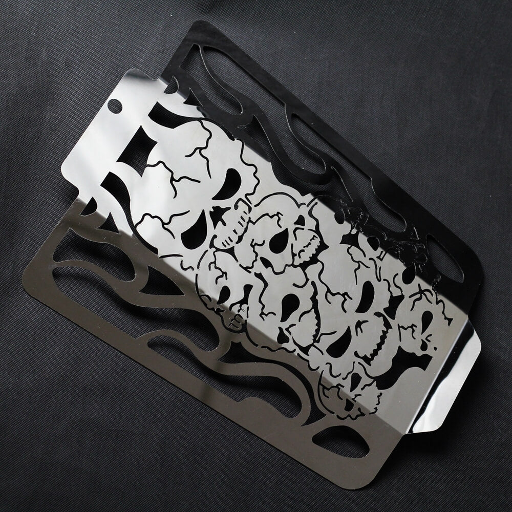 SKULL Polished Stainless Radiator Grill Guard For 2006-2020 Suzuki Boulevard M109R / Intruder VZR1800 / M1800R - pazoma