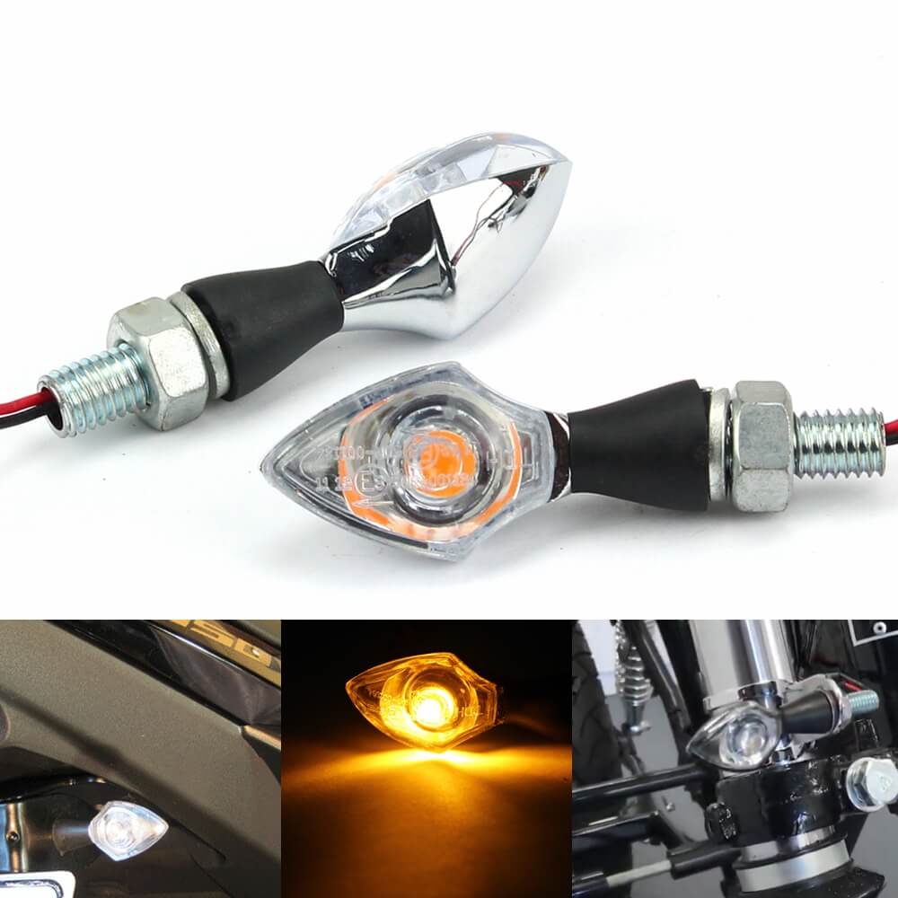 LED Motorcycle Motorbike Indicators Cat-eye Mini Eye Turn Signal Light Nano Blinker 12V for Street bike Cruiser Chopper Retro Custom Harley - pazoma
