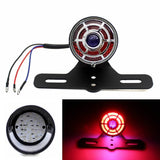 Motorcycle Red W/Blue Dot 12V LED Cafe Racer Style Stop Tail Light Motorbike Brake Rear Lamp Taillight for Chopper Bobber Custom - pazoma