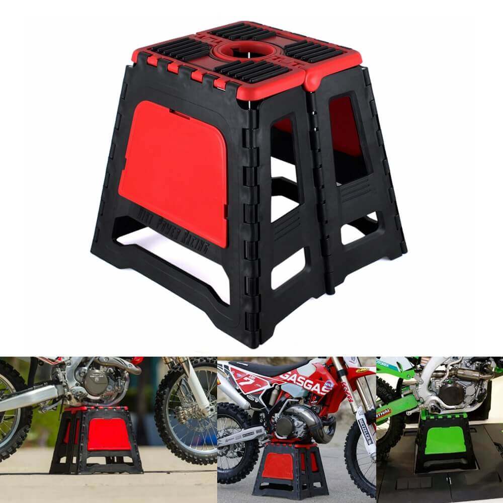 Universal Motorcycle MX Enduro Folding Work Stand Plastic Stand Stool Repairing Folding Lift Repair Holder Dirt Pit Bike Motocross - pazoma