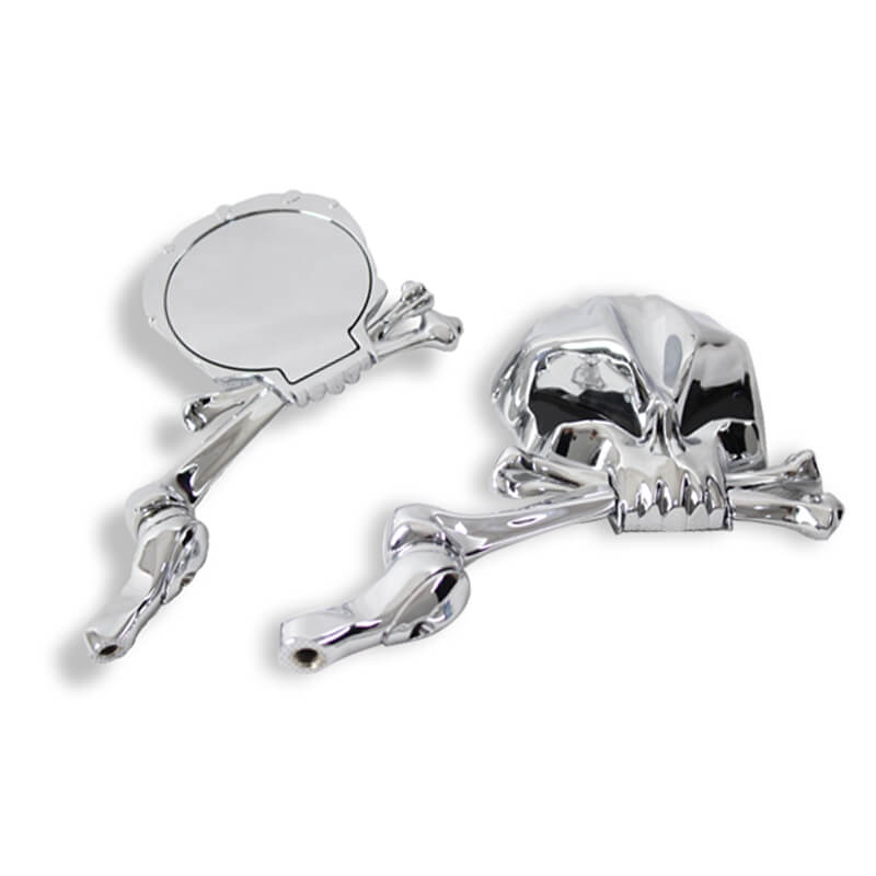 Motorcycle Custom Skull Style Aluminum Head Bones Rear View Mirrors Adjustable Stem Harley Davidsons Suzuki Honda Kawasaki Cruisers M10 5/16" - pazoma