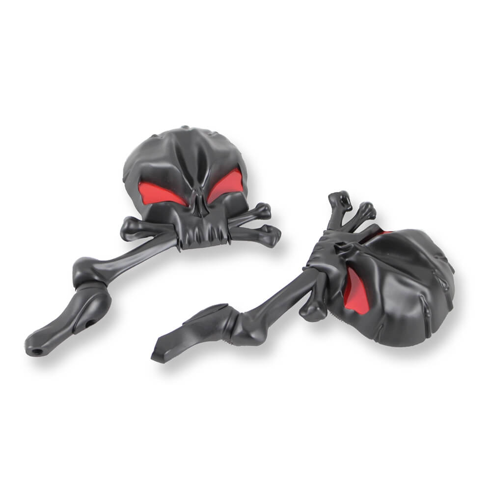 Motorcycle Custom Skull Style Aluminum Head Bones Rear View Mirrors Adjustable Stem Harley Davidsons Suzuki Honda Kawasaki Cruisers M10 5/16" - pazoma
