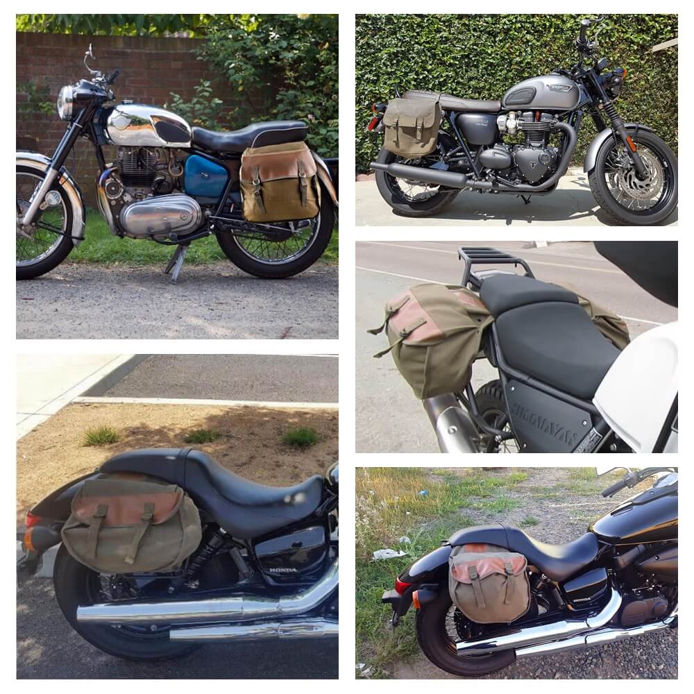 Motorcycle Storage Saddle Bag Large Capacity Canvas Panniers Bags for Bicycle Bike Motor Rear Seat Carrier Bag Two Side Saddlebags - pazoma