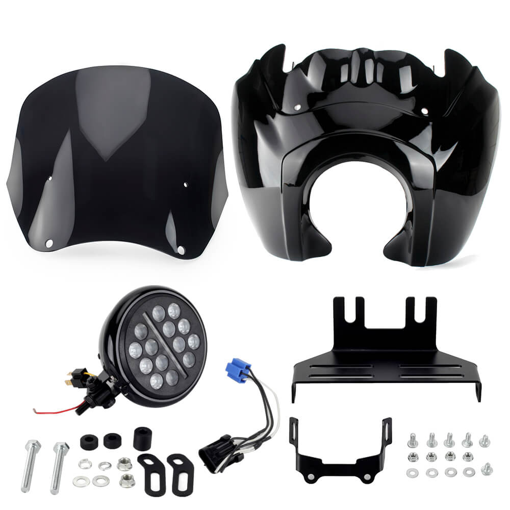 2020-2025 Harley Softail Low Rider S 114 117 FXLRS T-Sport Fairing Windshield w/ 5.75'' LED Headlight Projection Headlamp Kit - pazoma
