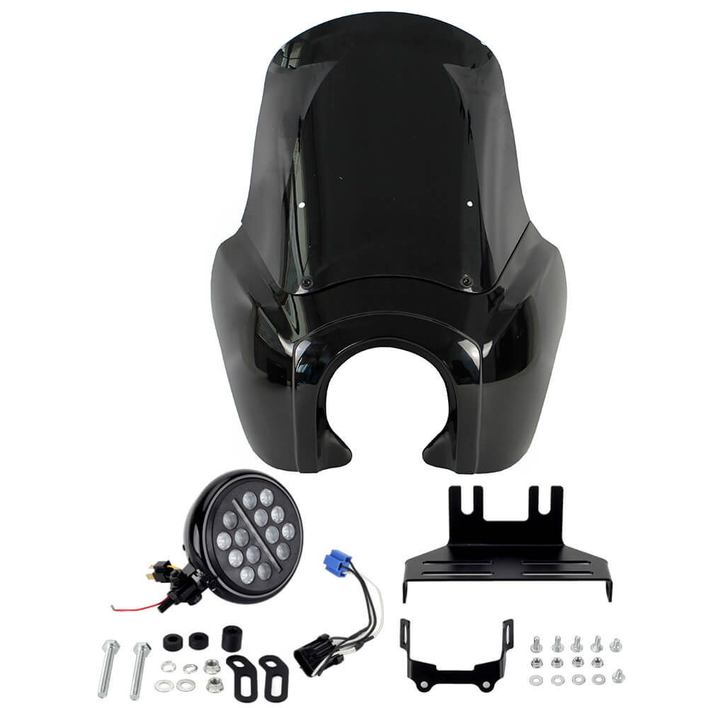 2020-2025 Harley Softail Low Rider S 114 117 FXLRS T-Sport Fairing Windshield w/ 5.75'' LED Headlight Projection Headlamp Kit - pazoma