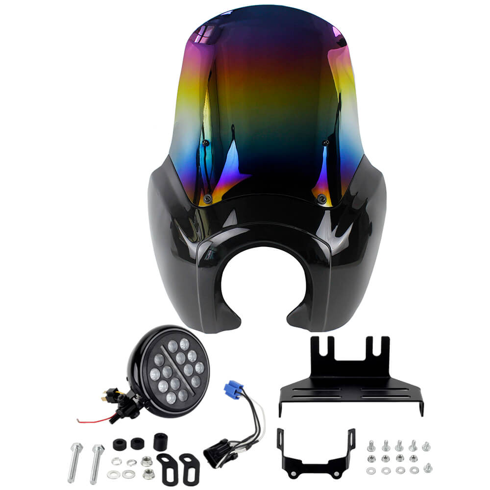 2020-2025 Harley Softail Low Rider S 114 117 FXLRS T-Sport Fairing Windshield w/ 5.75'' LED Headlight Projection Headlamp Kit - pazoma
