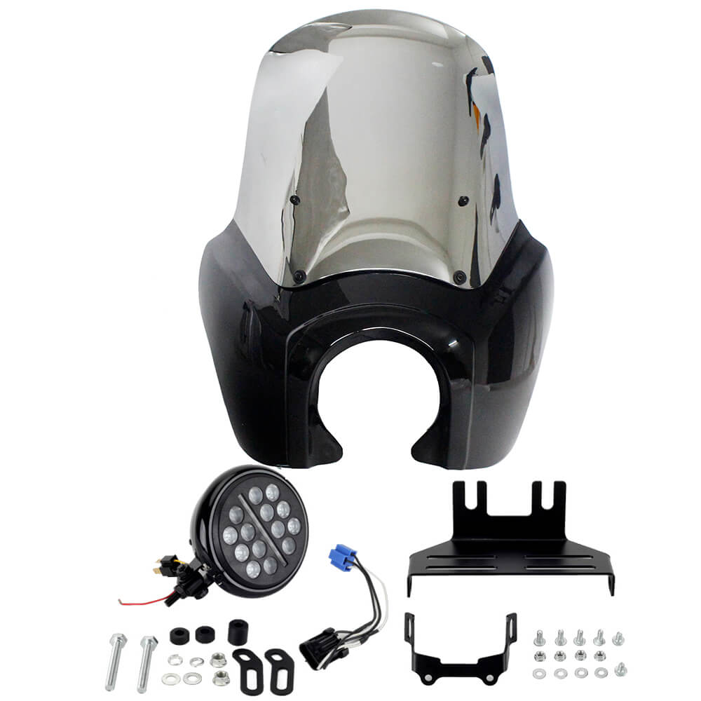 2020-2025 Harley Softail Low Rider S 114 117 FXLRS T-Sport Fairing Windshield w/ 5.75'' LED Headlight Projection Headlamp Kit - pazoma