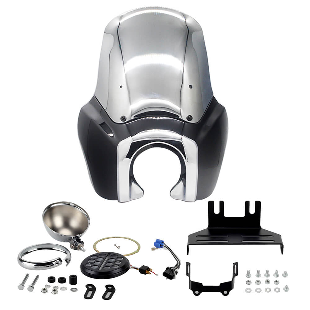 T-Sport Fairing w/ 5.75'' LED Headlight Bracket Chrome Bezels Trim Cover Kit For Harley Softail Low Rider S 114 117 FXLRS 2020-2025 - pazoma