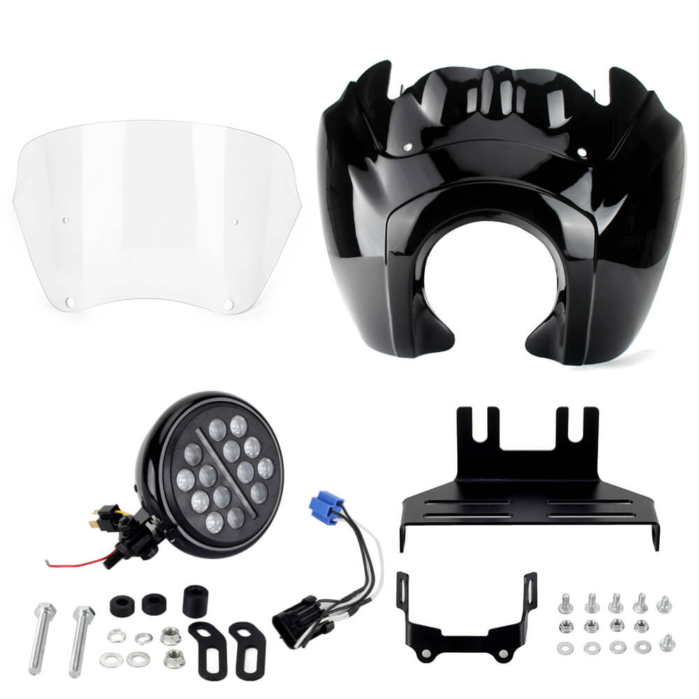 2020-2025 Harley Softail Low Rider S 114 117 FXLRS T-Sport Fairing Windshield w/ 5.75'' LED Headlight Projection Headlamp Kit - pazoma