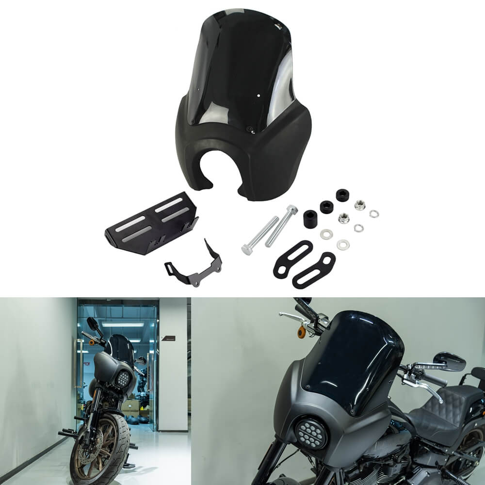 2020-2025 Harley Softail Low Rider S 114 117 FXLRS T-Sport Fairing Outer w/15" 12" 9" Windshield Headlight Relocation Bracket - pazoma