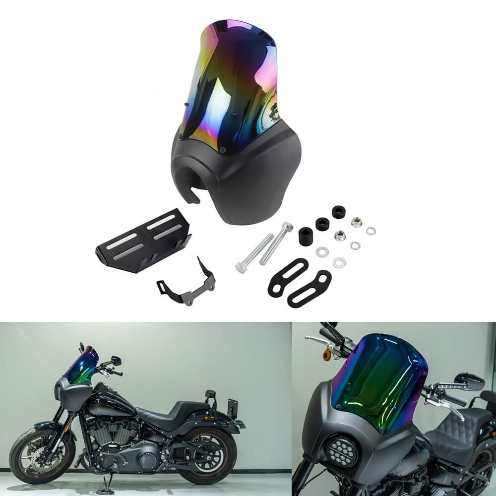 2020-2025 Harley Softail Low Rider S 114 117 FXLRS T-Sport Fairing Outer w/15" 12" 9" Windshield Headlight Relocation Bracket - pazoma