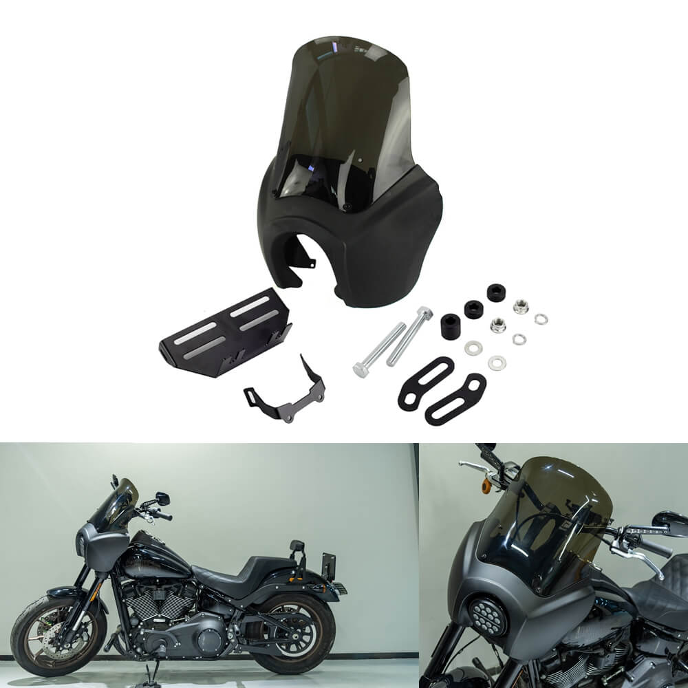 2020-2025 Harley Softail Low Rider S 114 117 FXLRS T-Sport Fairing Outer w/15" 12" 9" Windshield Headlight Relocation Bracket - pazoma