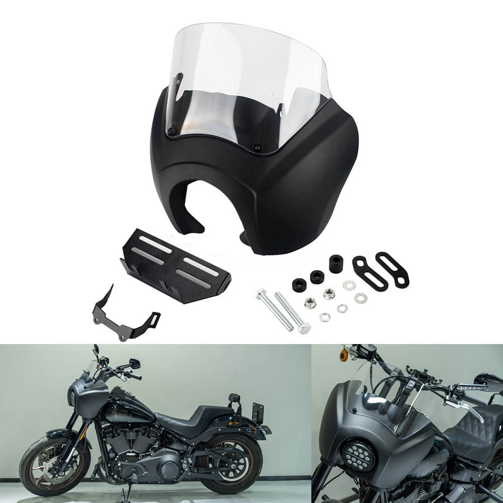 2020-2025 Harley Softail Low Rider S 114 117 FXLRS T-Sport Fairing Outer w/15" 12" 9" Windshield Headlight Relocation Bracket - pazoma