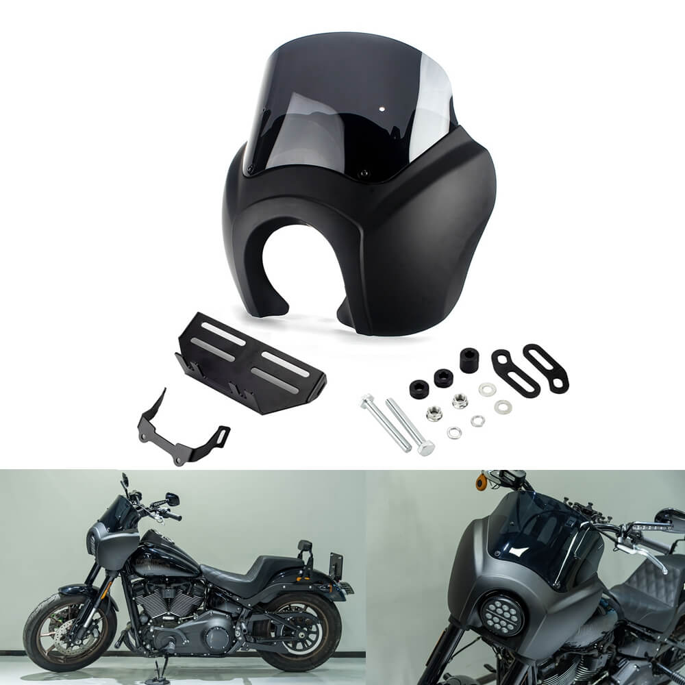 2020-2025 Harley Softail Low Rider S 114 117 FXLRS T-Sport Fairing Outer w/15" 12" 9" Windshield Headlight Relocation Bracket - pazoma