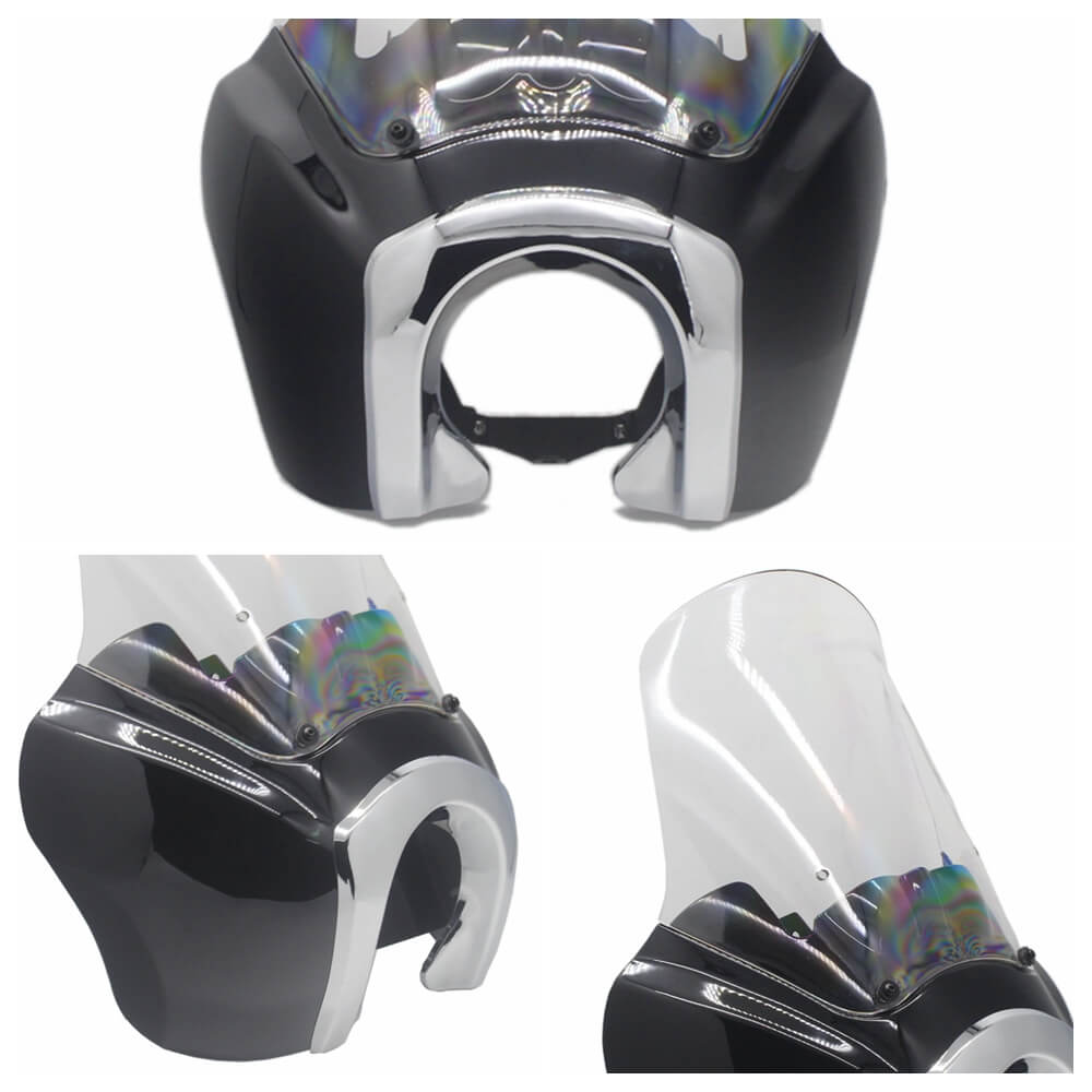 Harley Fairing FXDXT Dyna Super Glide T-Sport Clear 15'' Windshield Windscreen w/ Chrome Trim Bezel Headlight Relocation Block - pazoma