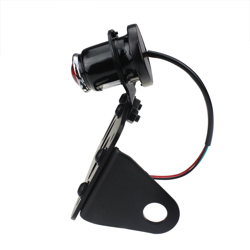 Motorcycle Side Mount Lucas-Style Tail Light w/ 7"x 4" License Number Plate Rear Stop Light For Harley Cafe Racer Cruiser Scrambler Bobber - pazoma