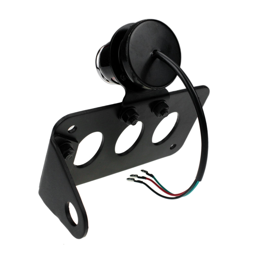 Motorcycle Side Mount Lucas-Style Tail Light w/ 7"x 4" License Number Plate Rear Stop Light For Harley Cafe Racer Cruiser Scrambler Bobber - pazoma