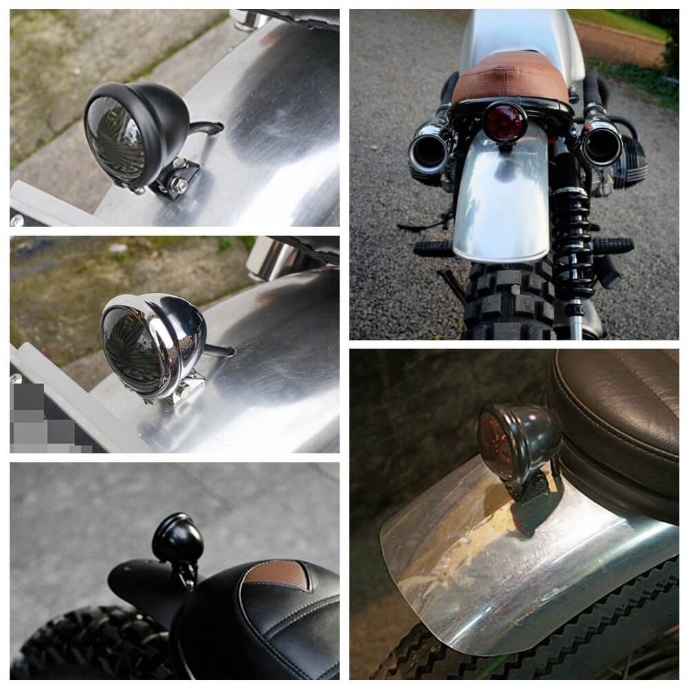 Motorcycle Bike Bates Style LED Taillight Tail Brake Light Stop Lamp For Harley Chopper Bobber Cafe Racer - pazoma