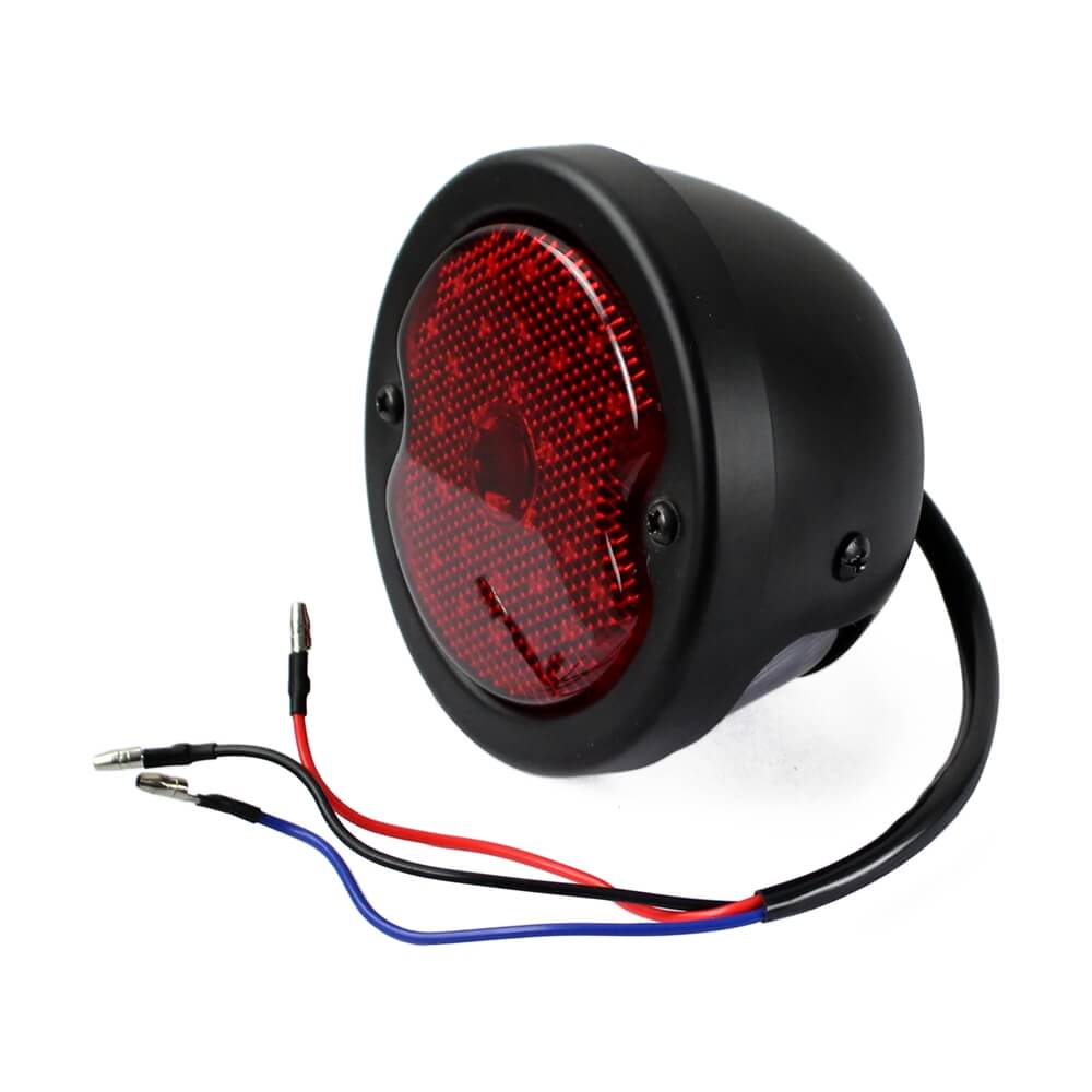 Retro Motorcycle 12v LED Taillight Red Lens W/License Light For Harley Chopper Cafe Racer Bobber Custom Brake Stop Tail Light - pazoma