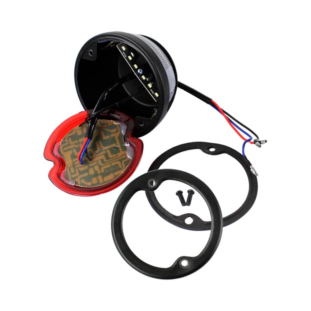 Retro Motorcycle 12v LED Taillight Red Lens W/License Light For Harley Chopper Cafe Racer Bobber Custom Brake Stop Tail Light - pazoma