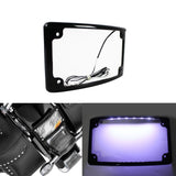 Black Radius 4 X 7 Curved Led Motorcycle License Plate Frame Harley Rear Fender / LPF-RAD-B-LP - pazoma