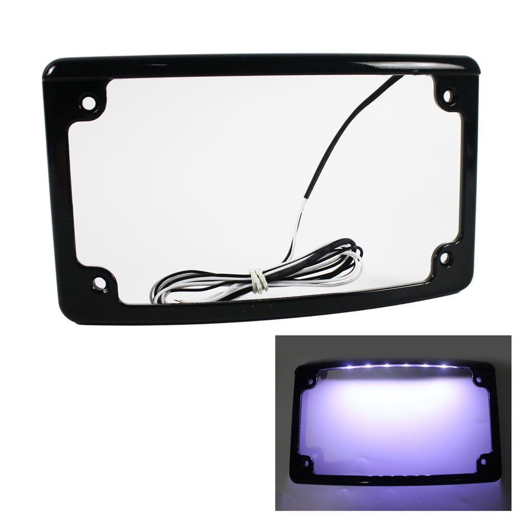 Radius Motorcycle Plate Frames with LED Illumination LPF-RAD-B-LP License Plate Frame Mount w/LED Lights - pazoma