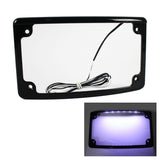 Black Radius 4 X 7 Curved Led Motorcycle License Plate Frame Harley Rear Fender / LPF-RAD-B-LP