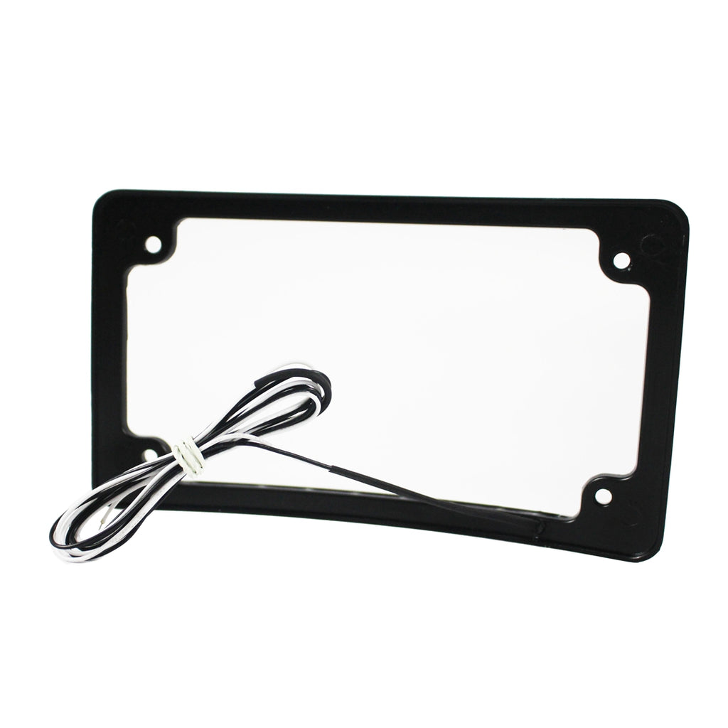 Black Radius 4 X 7 Curved Led Motorcycle License Plate Frame Harley Rear Fender / LPF-RAD-B-LP - pazoma