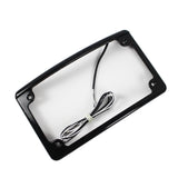 Black Radius 4 X 7 Curved Led Motorcycle License Plate Frame Harley Rear Fender / LPF-RAD-B-LP - pazoma