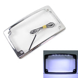 Pazoma Chrome 4 x 7 Curved LED Radius Motorcycle Number License Plate Frame for Harley Rear Fender