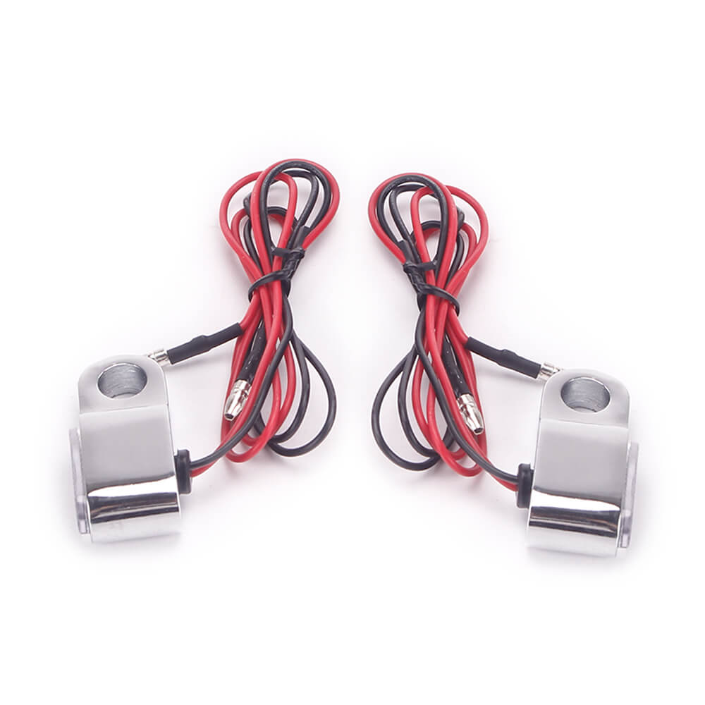 E24 Motorcycle Handlebar Brake Clutch Lever LED Turn Signal Indicators Light Amber Front Mini Blinker Light For Cafe Racer Scooter ATV - pazoma