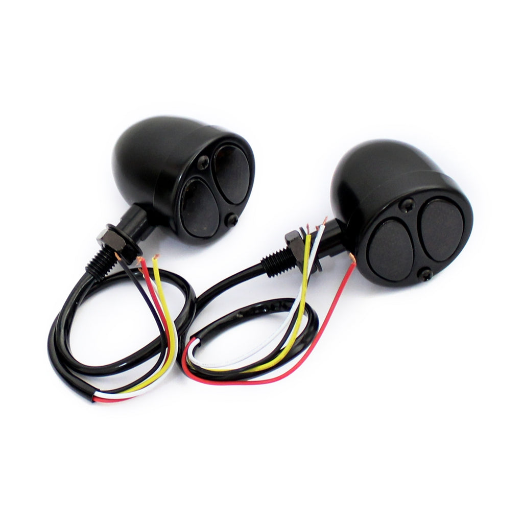 Motorcycle 3 in 1 LED Turn Signals w/ Brake Tail Light Blinkers Turn Indicator Lights Black For Harley Chopper Bobber Cafe Racer Chrome - pazoma