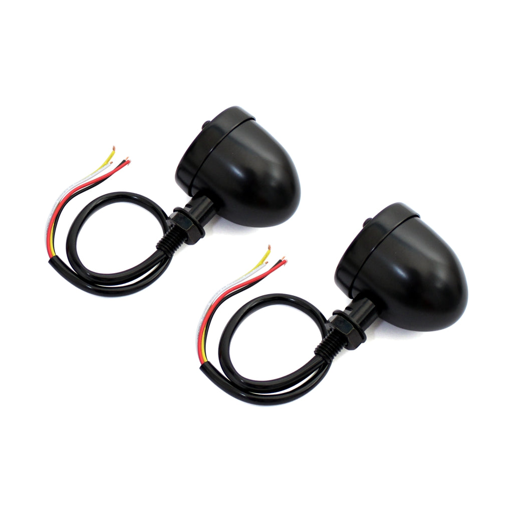 Motorcycle 3 in 1 LED Turn Signals w/ Brake Tail Light Blinkers Turn Indicator Lights Black For Harley Chopper Bobber Cafe Racer Chrome - pazoma