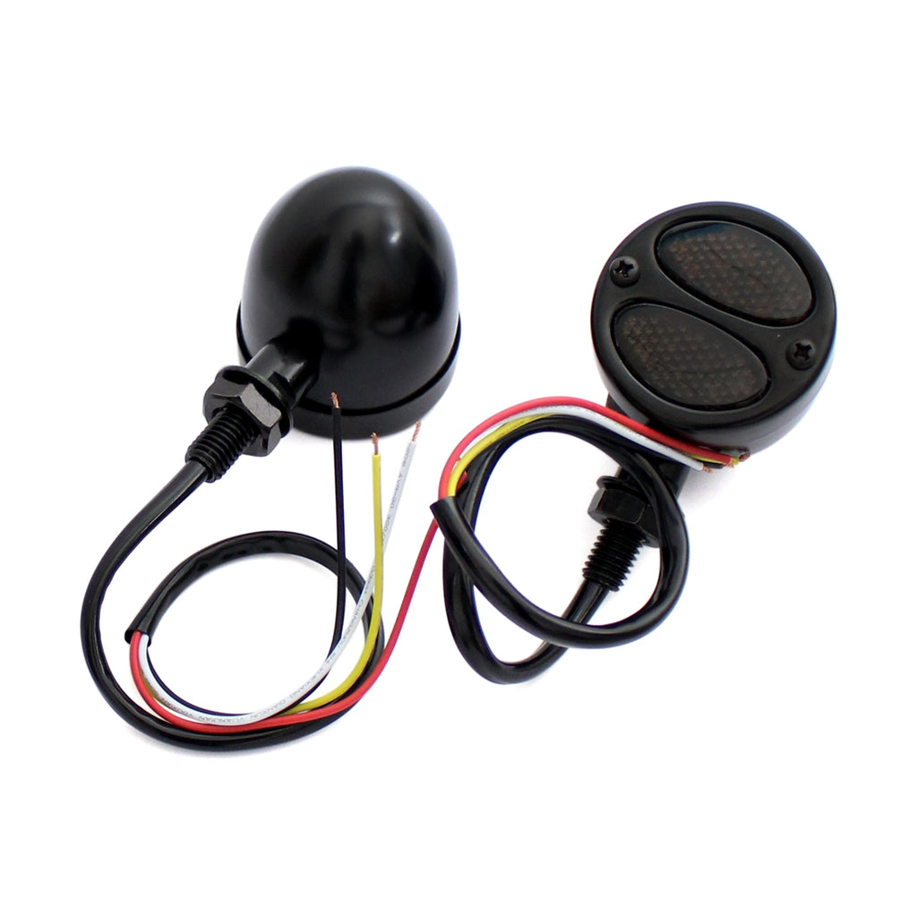 Motorcycle 3 in 1 LED Turn Signals w/ Brake Tail Light Blinkers Turn Indicator Lights Black For Harley Chopper Bobber Cafe Racer Chrome - pazoma