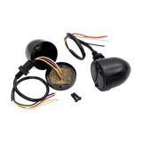 Motorcycle 3 in 1 LED Turn Signals w/ Brake Tail Light Blinkers Turn Indicator Lights Black For Harley Chopper Bobber Cafe Racer Chrome - pazoma