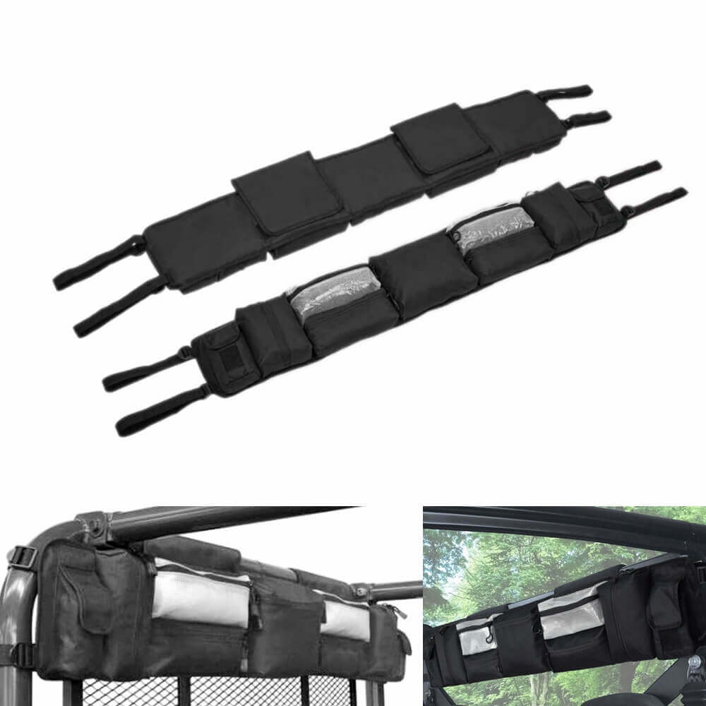 QuadGear Black UTV Large Roll Cage Organizer Rack Pouch Bag Pocket For Most Full Size UTVs - pazoma