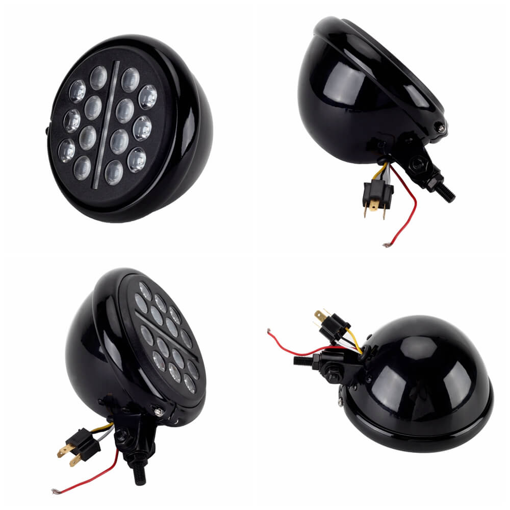 Universal 5-3/4 5.75 inch Club style Slim Line Multi LED Round Projection Headlight For Harley Dyna T-Sport FXR Softail Sportster - pazoma