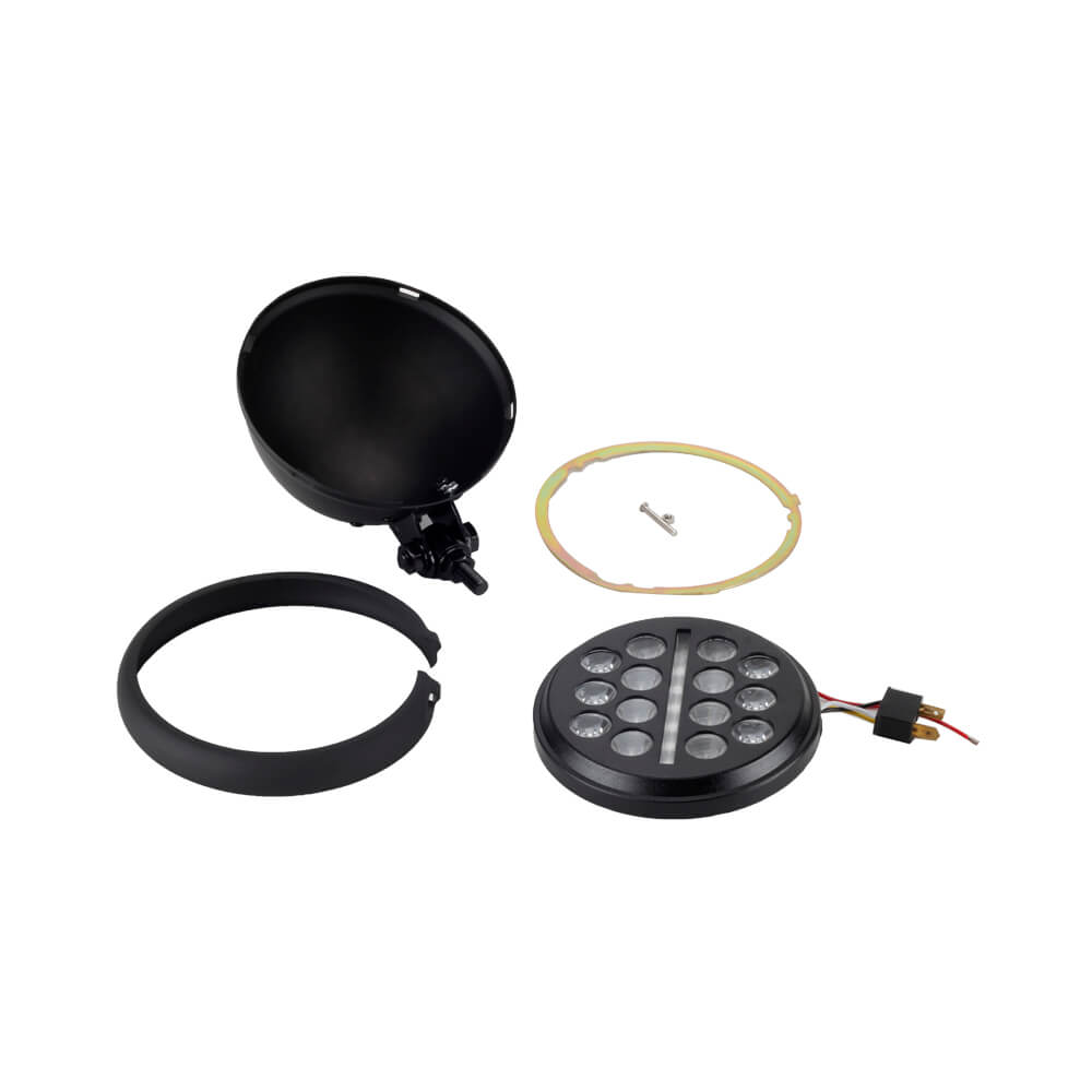 Universal 5-3/4 5.75 inch Club style Slim Line Multi LED Round Projection Headlight For Harley Dyna T-Sport FXR Softail Sportster - pazoma