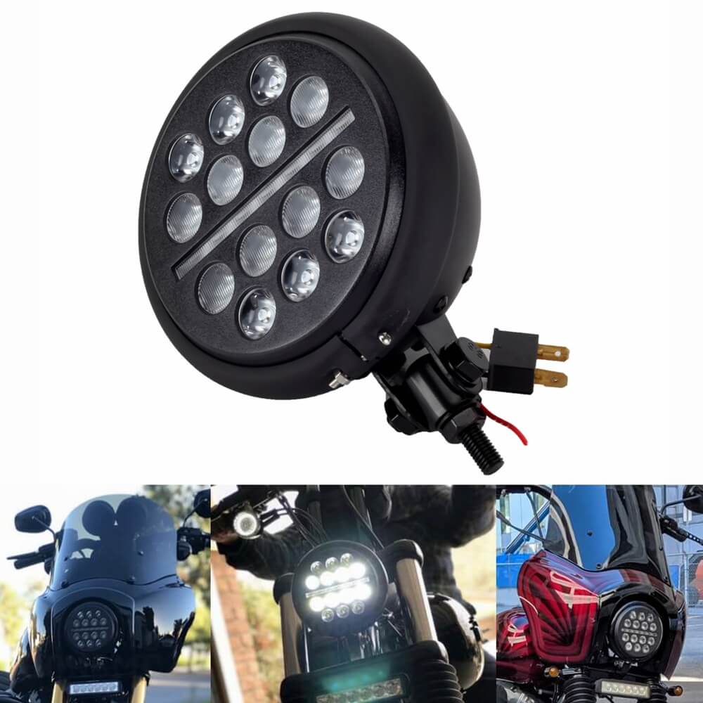 Universal 5-3/4 5.75 inch Club style Slim Line Multi LED Round Projection Headlight For Harley Dyna T-Sport FXR Softail Sportster - pazoma