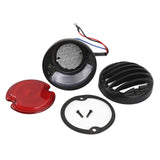 Black "RODDER" Finned LED Taillight Tail Brake Lamp RED Grill Round Universal For Harley Bobber Chopper Rat Custom Cafe Racer Hot Rod Duo Style - pazoma