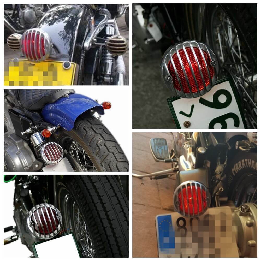 Universal Grill Round Motorcycle Tail Brake Light For Harley Bobber Chopper Rat Custom Cafe Racer - pazoma