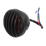 Black "RODDER" Finned LED Taillight Tail Brake Lamp RED Grill Round Universal For Harley Bobber Chopper Rat Custom Cafe Racer Hot Rod Duo Style - pazoma