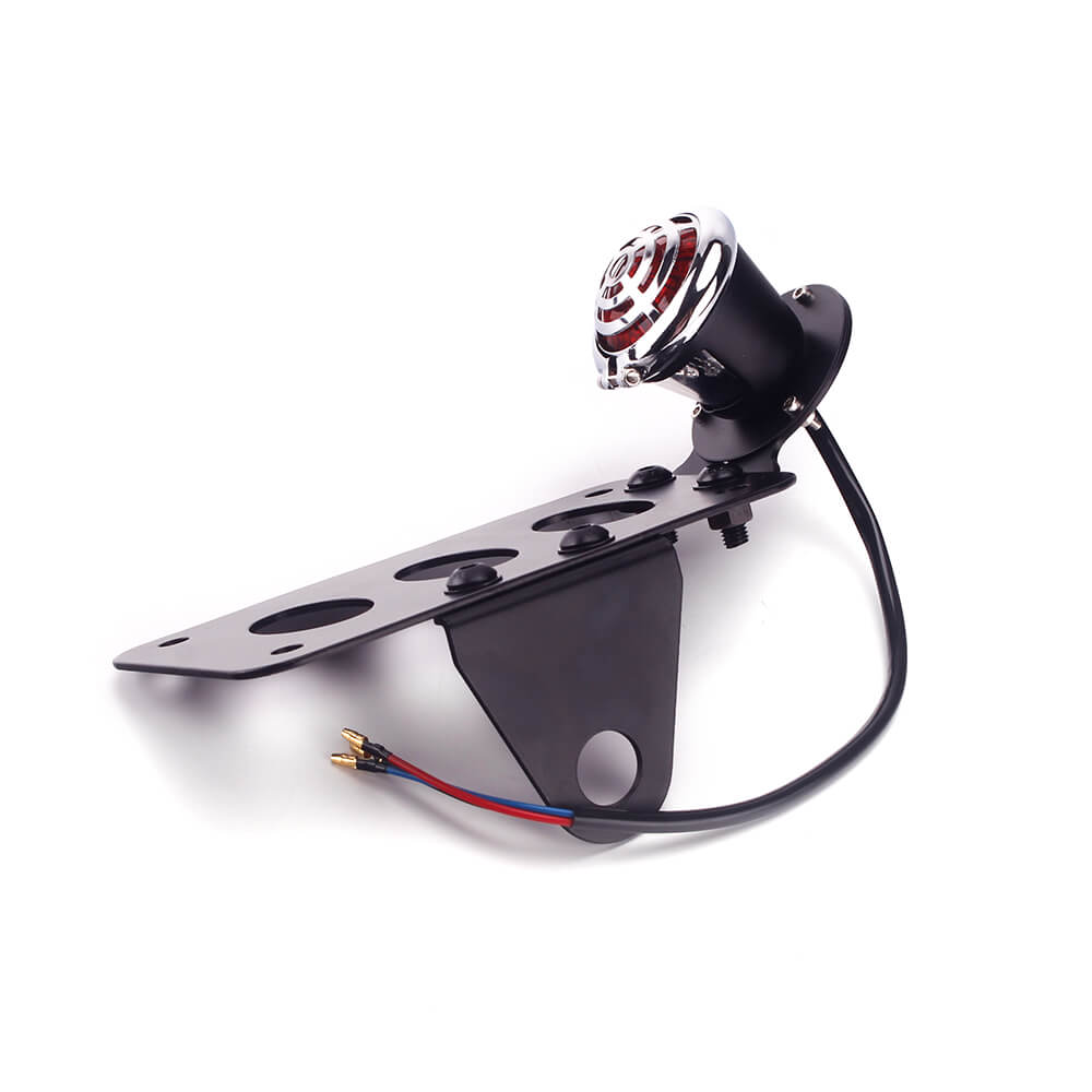 Universal Motorcycle Horizontally Side Mount License Plate Brake Stop Light Grille LED Taillight & Bracket Old School Choppers Bobber Cafe Racer - pazoma