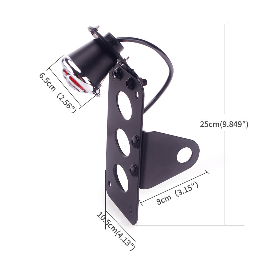 Universal Motorcycle Horizontally Side Mount License Plate Brake Stop Light Grille LED Taillight & Bracket Old School Choppers Bobber Cafe Racer - pazoma