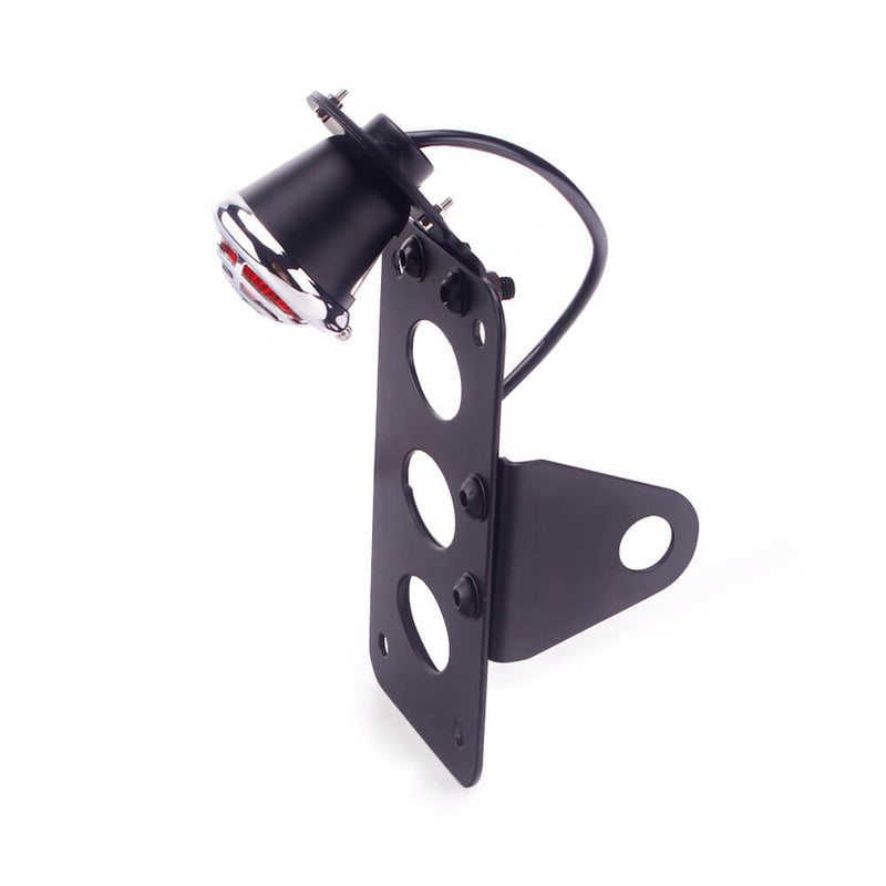 Universal Motorcycle Horizontally Side Mount License Plate Brake Stop Light Grille LED Taillight & Bracket Old School Choppers Bobber Cafe Racer - pazoma