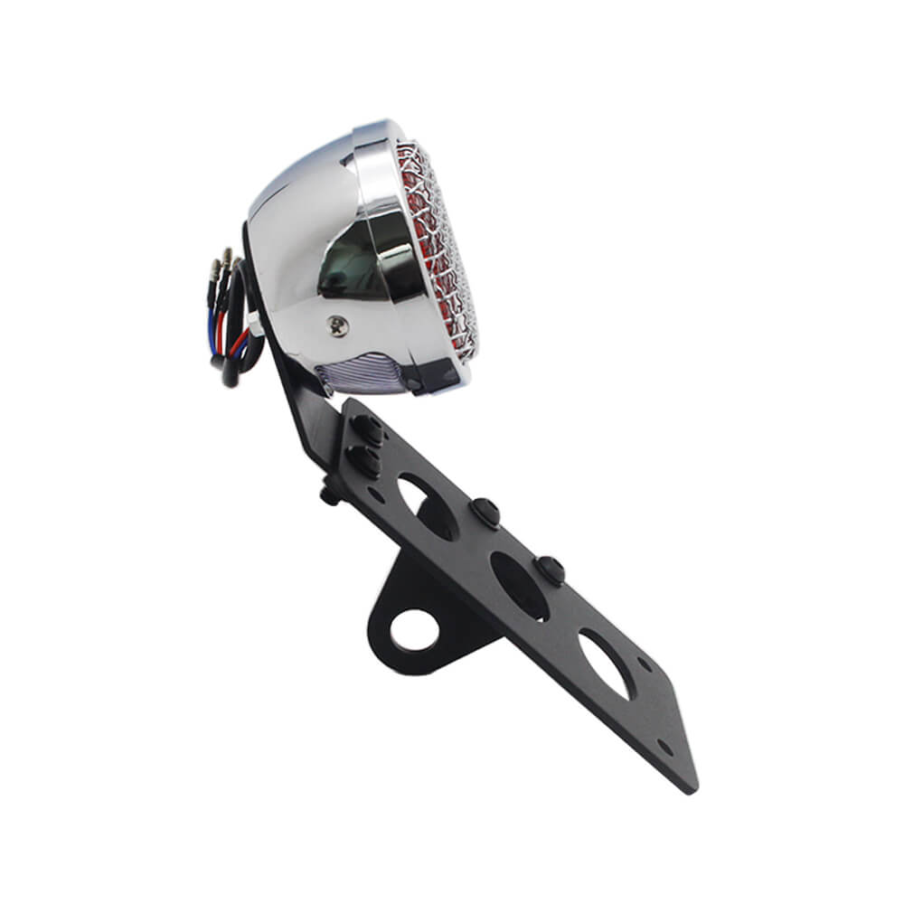 Motorcycle Horizontally Side Mount LED Tail Light Brake License Plate Bracket Taillight for Suzuki Yamaha Honda Harley Bobber Chopper - pazoma