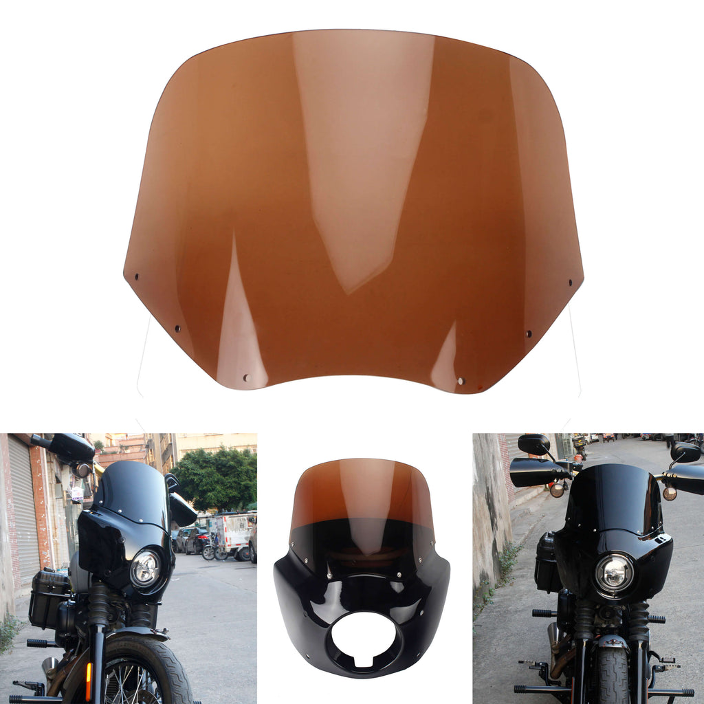 11" Headlight Fairing Windscreen Windshield For Memphis Shades Road Warrior Fairing Harley Dyna Street Bob Super Glide Low Rider 06-24 - pazoma