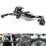Large Skeleton Skull Chrome Statue Fender Visor Ornament 7 inch 7" Headlight Visor Trim For Harley Softail Dyna - pazoma