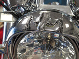 Large Skeleton Skull Chrome Statue Fender Visor Ornament 7 inch 7" Headlight Visor Trim For Harley Softail Dyna - pazoma
